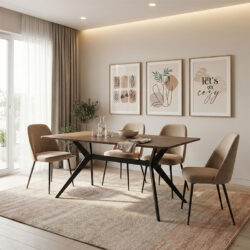 Τραπέζι Ezali pakoworld καρυδί mdf με μαύρα μεταλλικά πόδια 160x90x75εκ