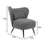 Πολυθρόνα Nagreta pakoworld κίτρινο ύφασμα με μεταλλικό πόδι σε μαύρη απόχρωση 77x73x74εκ - Image 8