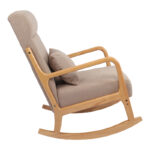 Κουνιστή πολυθρόνα Edeldy pakoworld γκρι-μπεζ ύφασμα με πόδι σε φυσική απόχρωση 102x66x99εκ - Image 3