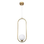 InLight Κρεμαστό φωτιστικό σε χρυσαφί χρώμα και λευκή οπαλίνα 1XG9 D:40cm (4022-GL)