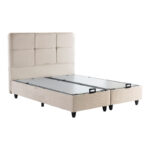 Κρεβάτι διπλό Punto pakoworld με αποθηκευτικό χώρο κρεμ βελούδο 160x200εκ - Image 2