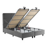 Κρεβάτι διπλό Punto pakoworld με αποθηκευτικό χώρο ανθρακί βελούδο 160x200εκ - Image 3