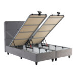 Κρεβάτι διπλό Punto pakoworld με αποθηκευτικό χώρο γκρι βελούδο 160x200εκ - Image 3