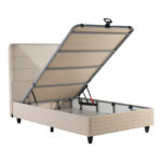 Κρεβάτι ημίδιπλο Linteda pakoworld με αποθηκευτικό χώρο κρεμ βελούδο 120x200εκ - Image 3