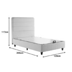 Κρεβάτι ημίδιπλο Linteda pakoworld με αποθηκευτικό χώρο κρεμ βελούδο 120x200εκ - Image 7