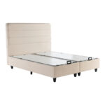 Κρεβάτι διπλό Linteda pakoworld με αποθηκευτικό χώρο κρεμ βελούδο 160x200εκ - Image 2