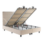 Κρεβάτι διπλό Linteda pakoworld με αποθηκευτικό χώρο κρεμ βελούδο 160x200εκ - Image 3