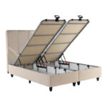 Κρεβάτι διπλό Lunda pakoworld με αποθηκευτικό χώρο κρεμ βελούδο 160x200εκ - Image 3