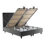 Κρεβάτι διπλό Lunda pakoworld με αποθηκευτικό χώρο ανθρακί βελούδο 160x200εκ - Image 3