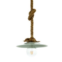 InLight Κρεμαστό φωτιστικό από καφέ σχοινί και λευκό μέταλλο 1XE27 D:36cm (4382-WH)