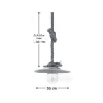 InLight Κρεμαστό φωτιστικό από καφέ σχοινί και μαύρο μέταλλο 1XE27 D:36cm (4382-BL) - Image 2