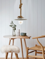 InLight Κρεμαστό φωτιστικό από καφέ σχοινί και λευκό μέταλλο 1XE27 D:36cm (4382-WH) - Image 2