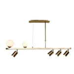 InLight Κρεμαστό φωτιστικό από χρυσαφί μέταλλο και λευκή οπαλίνα 2XG9 και 4XGU10 D:110cm (6191-GL)