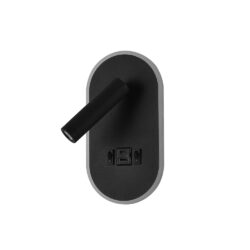 InLight Επιτοίχιο Φωτιστικό LED Μαύρο 3W + 9W – Spot & Backlight με USB & Type-C  (43041-BL)