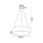 NETTO ΦΩΤΙΣΤΙΚΟ ΚΡΕΜΑΣΤΟ ΛΕΥΚΟ ΜΑΤ ΜΕΤΑΛΛΙΚΟ LED 80W 3000K 4000Lm IP20 Φ780Χ1200MM - Image 2