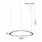HARMONY-ΦΩΤΙΣΤΙΚΟ ΚΡΕΜΑΣΤΟ ΜΑΥΡΟ ΜΑΤ ΑΛΟΥΜΙΝΙΟΥ LED SMD 44W CCT 4670LM IP20 Φ600Χ1200ΜΜ - Image 2