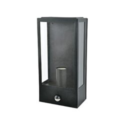 CELIA - ΦΑΝΑΡΙ ΑΠΛΙΚΑ ΚΗΠΟΥ ΕΠΙΤΟΙΧΟ ΑΝΙΧΝΕΥΤΗ ΚΙΝΗΣΗΣ ΜΑΥΡΟ ΣΥΜΒΑΤΙΚΟ 1XE27 IP44 160x110x330mm