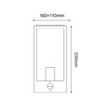 CELIA - ΦΑΝΑΡΙ ΑΠΛΙΚΑ ΚΗΠΟΥ ΕΠΙΤΟΙΧΟ ΑΝΙΧΝΕΥΤΗ ΚΙΝΗΣΗΣ ΜΑΥΡΟ ΣΥΜΒΑΤΙΚΟ 1XE27 IP44 160x110x330mm - Image 2
