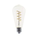 FILAMENT LED DIM ST64 4W ΣΠΙΡΑΛ 1800K 230V AC 300LM RA80 30000HRS 360° 1xE27
