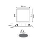 FLEXIBLE W SQUARE LED SLIM PANEL 19W 3000K 1480LM 230V AC Φ50-210 120° Ra80 - Image 3