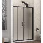 Καμπίνα από τοίχο σε τοίχο με σατινέ κρύσταλλο FLORA 600 Black KARAG 220x190cm