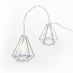 ΔΙΑΚΟΣΜΗΤΙΚΑ ΛΑΜΠΑΚΙΑ ΣΕ ΣΧΗΜΑ ΔΙΑΜΑΝΤΙΟΥ ΜΕΤΑΛΛΙΚΑ ΑΣΗΜΙ 10 LED ΣΕ ΣΕΙΡΑ ΘΕΡΜΟ ΛΕΥΚΟ ΜΠΑΤΑΡΙΕΣ 3xΑΑ ΜΕ ΧΡΟΝΟΔΙΑΚΟΠΤΗ 6ΟΝ/18OFF