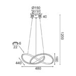 GORDIUS-ΦΩΤΙΣΤΙΚΟ ΚΡΕΜΑΣΤΟ ΛΕΥΚΟ ΑΛΟΥΜΙΝΙΟΥ LED SMD 48W 3000Κ 2880LM IP20 480Χ440Χ1200ΜΜ - Image 2