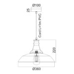ΚΑΜΠΑΝΑ ΜΕΤΑΛΛΙΚΗ ΜΑΥΡΗ Φ36CM 1ΧE27 MINORE - Image 4