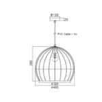 NETTO ΦΩΤΙΣΤΙΚΟ ΚΡΕΜΑΣΤΟ ΜΑΥΡΟ ΜΑΤ ΜΕΤΑΛΛΙΚΟ ΣΥΜΒΑΤΟ 1ΧΕ27 IP20 Φ400Χ350mm - Image 2