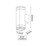 ELPIS - ΣΠΟΤ ΤΟΙΧΟΥ ΑΡΧΙΤΕΚΤΟΝΙΚΟΥ ΦΩΤΙΣΜΟΥ ΣΚΟΥΡΟ ΓΚΡΙ ΑΛΟΥΜΙΝΙΟ ΣΥΜΒΑΤΙΚΟ 2xGU10 IP54 80x112x225mm - Image 2