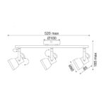 NETTO ΦΩΤΙΣΤΙΚΟ  ΟΡΟΦΗΣ ΑΠΟΧΡΩΣΗ ΣΚΟΥΡΙΑΣ ΜΕΤΑΛΛΙΚΟ ΣΥΜΒΑΤΙΚΟ 3ΧGU10 IP20 520Χ185mm - Image 2