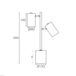 KENNETH-ΦΩΤΙΣΤΙΚΟ ΕΠΙΤΡΑΠΕΖΙΟ ΜΑΥΡΟ  ΜΕΤΑΛΛΙΚΟ ΣΥΜΒΑΤΙΚΟ 2ΧΕ27 IP20 D12ΧH59CM - Image 2