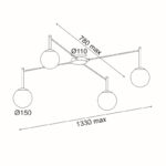 TIRAMOLLA-ΦΩΤΙΣΤΙΚΟ ΟΡΟΦΗΣ ΛΕΥΚΟ ΜΕΤΑΛΛΙΚΟ ΣΥΜΒΑΤΙΚΟ  4XΕ14 IP20 150Χ75Χ32CM - Image 6