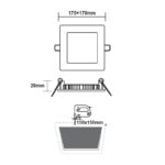 LED ΠΑΝΕΛ ΧΩΝΕΥΤΟ 230V AC 12W 4000K 1100LM Ra80 Φ170mm ΛΕΥΚΟ ΤΕΤΡΑΓΩΝΟ - Image 3