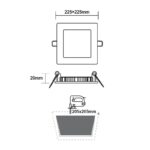 LED ΠΑΝΕΛ ΧΩΝΕΥΤΟ 230V AC 18W 3000K 1700LM  Ra80 Φ223mm ΛΕΥΚΟ ΤΕΤΡΑΓΩΝΟ - Image 3