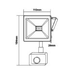 LED SMD ΠΡΟΒΟΛΕΑΣ 230V AC 20W 3000K 1600LM IP66 Ra80 ΜΑΥΡΟ