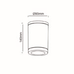 ΣΠΟΤ ΟΡΟΦΗΣ ΑΡΧΙΤΕΚΤΟΝΙΚΟΥ ΦΩΤΙΣΜΟΥ ΜΑΥΡΟ ΣΥΜΒΑΤΙΚΟ 1xGU10 & LED 3W IP65 Φ93x140mm - Image 3