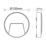LED WALL ROUND LUMINAIRE GREY 230V AC IP65 3W 3000K 200LM RA80 - Image 4