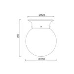 ΕΠΙΤΟΙΧΙΟ Φ/Σ 1ΧΕ27 ΛΕΥΚΟ ΓΥΑΛΙ+ΛΕΥΚΟ ΜΕΤΑΛΛΟ  Φ15ΧΗ17CM CAPRI - Image 2