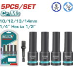 TOTAL ΕΠΑΓΓ. ΣΕΤ ΚΑΡΥΔΑΚΙΑ ΑΕΡΟΣ ΜΑΥΡΑ ΜΑΚΡΙΑ ΕΞΑΓΩΝΑ 1/2" 5 ΤΕΜ (THKISD12052L)