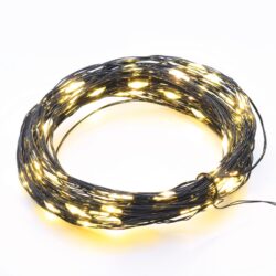 ΛΑΜΠΑΚΙΑ 100 LED 1.8W ΣΕ ΣΕΙΡΑ ΘΕΡΜΟ ΛΕΥΚΟ ΚΑΟΥΤΣΟΥΚ ΑΣΗΜΙ ΑΝΑ 10mm ΑΝΤΑΠΤΟΡΑ 3VDC ΜΕ 8 ΠΡΟΓΡΑΜΜΑΤΑ & ΚΑΛΩΔΙΟ ΧΑΛΚΟΥ ΜΑΥΡΟ 3m IP44