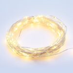 ΛΑΜΠΑΚΙΑ 200 LED 6W ΣΕ ΣΕΙΡΑ ΘΕΡΜΟ ΛΕΥΚΟ ΜΕ ΑΝΤΑΠΤΟΡΑ 3VDC & 8 ΠΡΟΓΡΑΜΜΑΤΑ ΑΣΗΜΙ ΚΑΛΩΔΙΟ ΧΑΛΚΟΥ 3m IP44 200mm