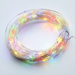 ΛΑΜΠΑΚΙΑ 20 LED 1.2W ΣΕ ΣΕΙΡΑ RGBY ΜΕ ΜΠΑΤΑΡΙΕΣ 2xΑΑ & ΚΑΛΩΔΙΟ ΧΑΛΚΟΥ 2m IP20 100mm