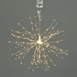 ΛΑΜΠΑΚΙΑ 150 LED ΣΕ ΣΕΙΡΑ ΠΥΡΟΤΕΧΝΗΜΑ ΘΕΡΜΟ ΛΕΥΚΟ ΑΣΗΜΙ ΜΠΑΤΑΡΙΕΣ 4xΑΑ & ΤΗΛΡΧΕΙΡΙΣΤΗΡΙΟ ΜΕ ΚΑΛΩΔΙΟ ΧΑΛΚΟΥ 800mm IP44  Φ250x150mm