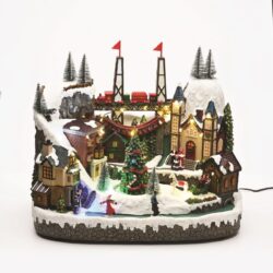 ΧΡΙΣΤΟΥΓΕΝΝΙΑΤΙΚΟ ΔΙΑΚΟΣΜΗTIKO ΧΩΡΙΟ ΜΕ ΠΟΤΑΜΙ & ΓΕΦΥΡΑ ΠΟΛΥΧΡΩΜΟ LED ΘΕΡΜΟ ΛΕΥΚΟ ΜΟΥΣΙΚΗ ME ΑΝΤΑΠΤΟΡΑ 4