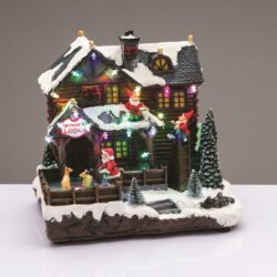 ΧΡΙΣΤΟΥΓΕΝΝΙΑΤΙΚΟ ΔΙΑΚΟΣΜΗTIKO ΣΠΙΤΙ ΜΕ ΖΩΑ ΠΟΛΥΧΡΩΜΟ LED ΜΟΥΣΙΚΗ ME ΑΝΤΑΠΤΟΡΑ 4