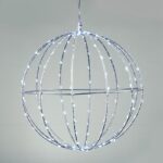 ΧΡΙΣΤΟΥΓΕΝΝΙΑΤΙΚΗ ΦΩΤΙΖΩΜΕΝΗ ΜΠΑΛΑ ΑΣΗΜΙ 144 MINI LED ΣΕ ΣΕΙΡΑ ΨΥΧΡΟ ΛΕΥΚΟ ΑΝΤΑΠΤΟΡΑ 4.5VDC ΜΕ ΑΣΗΜΙ ΚΑΛΩΔΙΟ ΧΑΛΚΟΥ 3m IP44 D300mm