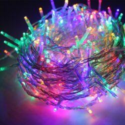 ΛΑΜΠΑΚΙΑ 20 LED ΣΕ ΣΕΙΡΑ FLASH RGB ΜΠΑΤΑΡΙΕΣ 2xΑΑ ΜΕ ΚΑΛΩΔΙΟ ΔΙΑΦΑΝΟ 30m IP20 1900mm