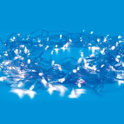 ΛΑΜΠΑΚΙΑ 20 LED ΣΕ ΣΕΙΡΑ ΣΤΑΘΕΡΑ ΜΠΛΕ ΜΠΑΤΑΡΙΕΣ 2xΑΑ ΜΕ ΚΑΛΩΔΙΟ ΔΙΑΦΑΝΟ 30m IP20 1900mm