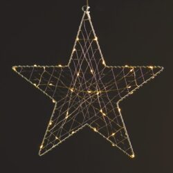 ΚΡΕΜΑΣΤΟ ΜΕ ΜΕΤΑΛΛΙΚΑ ΜΟΤΙΒΑ ΑΣΤΕΡΙ 40 ΜINI LED ΣΕ ΣΕΙΡΑ ΘΕΡΜΟ ΜΕ ΚΑΛΩΔΙΟ ΧΑΛΚΟΥ & ΑΝΤΑΠΤΡΟΡΑ 3V DC